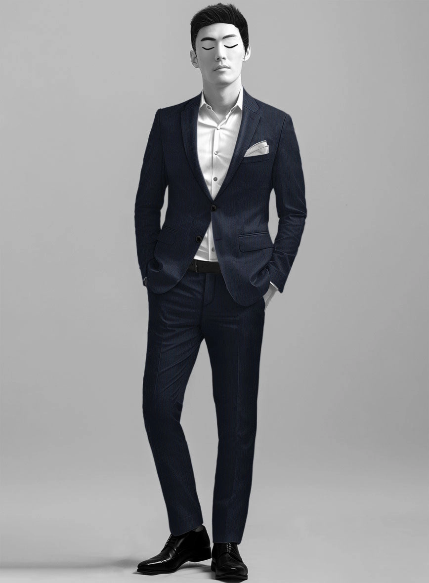 Napolean Calipso Stripe Dark Blue Wool Suit