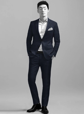 Napolean Calipso Stripe Dark Blue Wool Suit