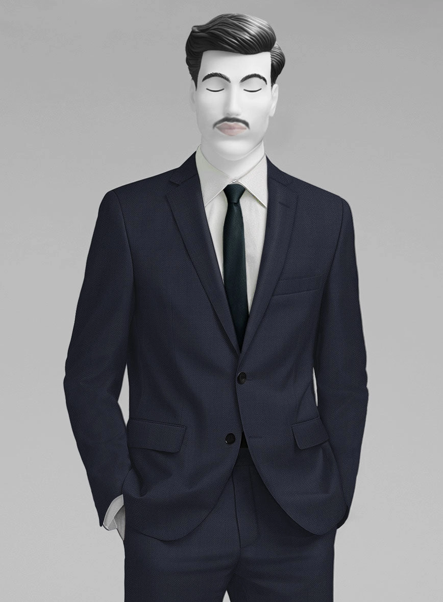 Napolean Imperial Blue Herringbone Wool Suit