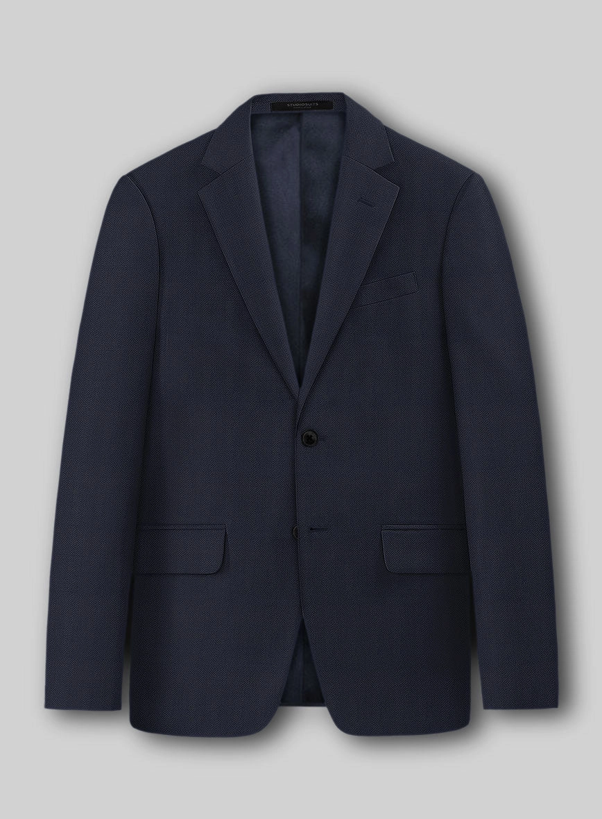 Napolean Imperial Blue Herringbone Wool Suit