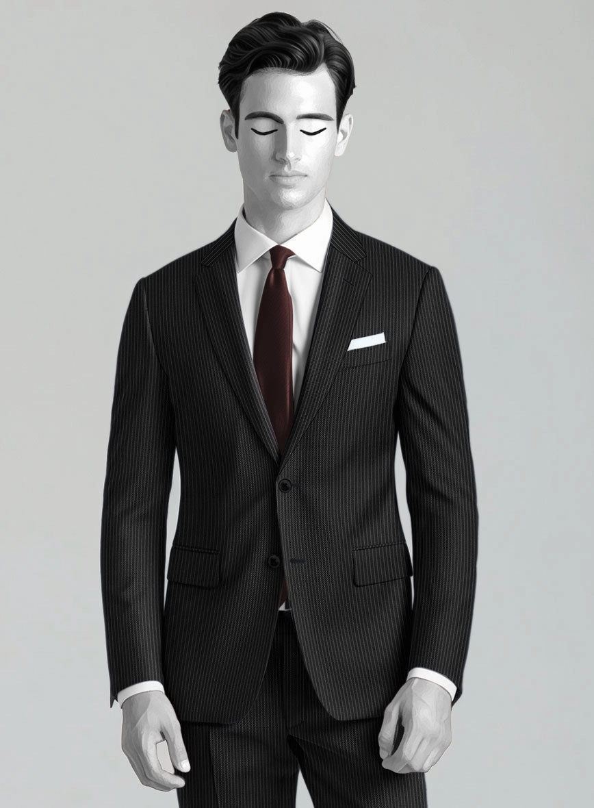 Napolean Slim Stripe Charcoal Wool Suit