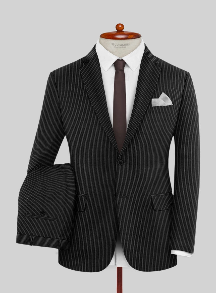 Napolean Slim Stripe Charcoal Wool Suit