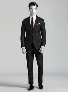 Napolean Slim Stripe Charcoal Wool Suit