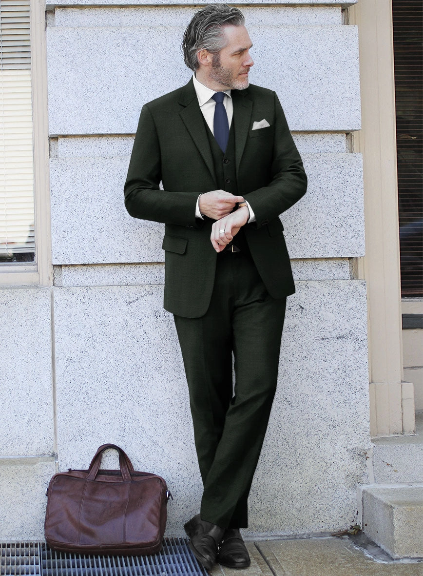 Napolean Stretch Dark Green Wool Suit