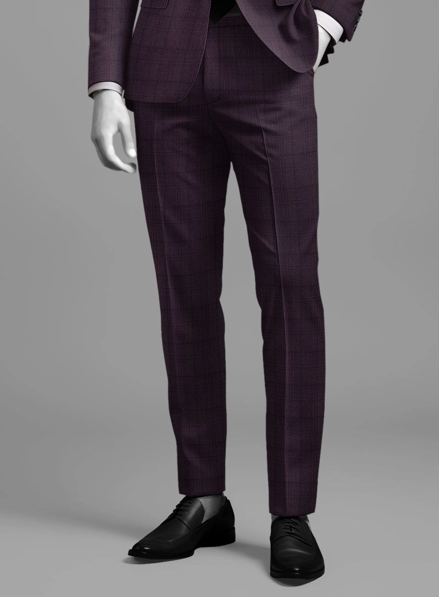 Napolean Xina Tartan Purple Wool Suit