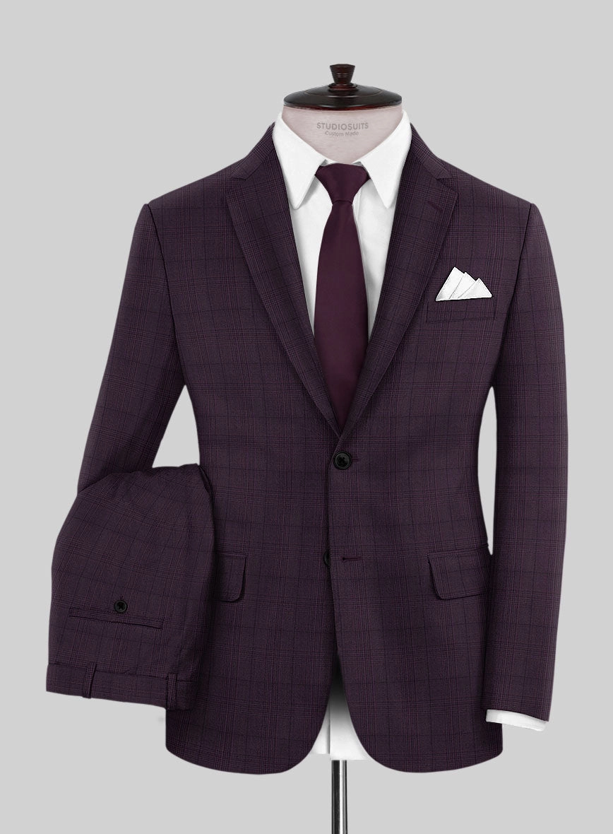 Napolean Xina Tartan Purple Wool Suit