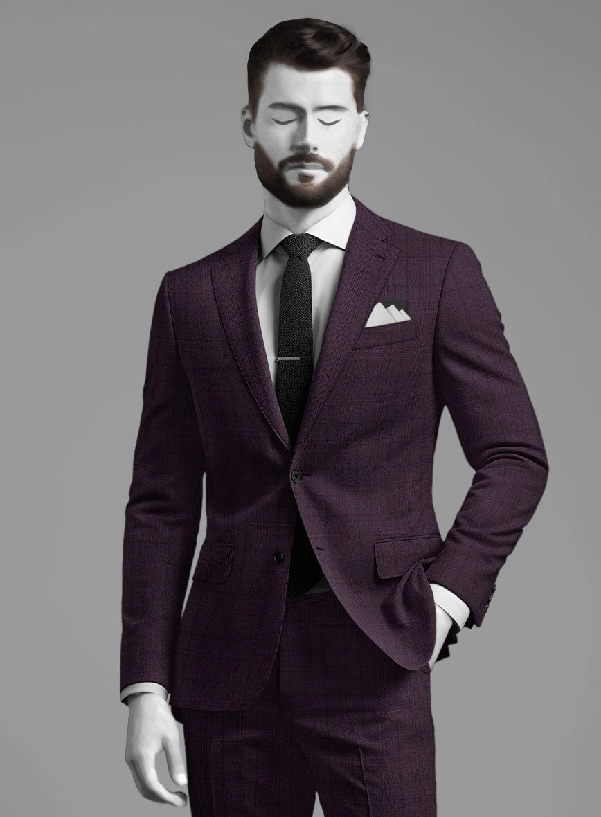 Napolean Xina Tartan Purple Wool Suit