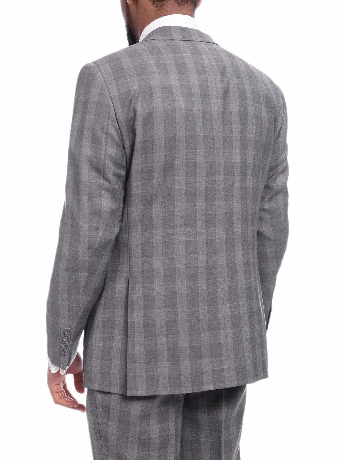 Napoli Classic Fit Gray Glen Plaid Half Canvassed Super 150s Wool Suit