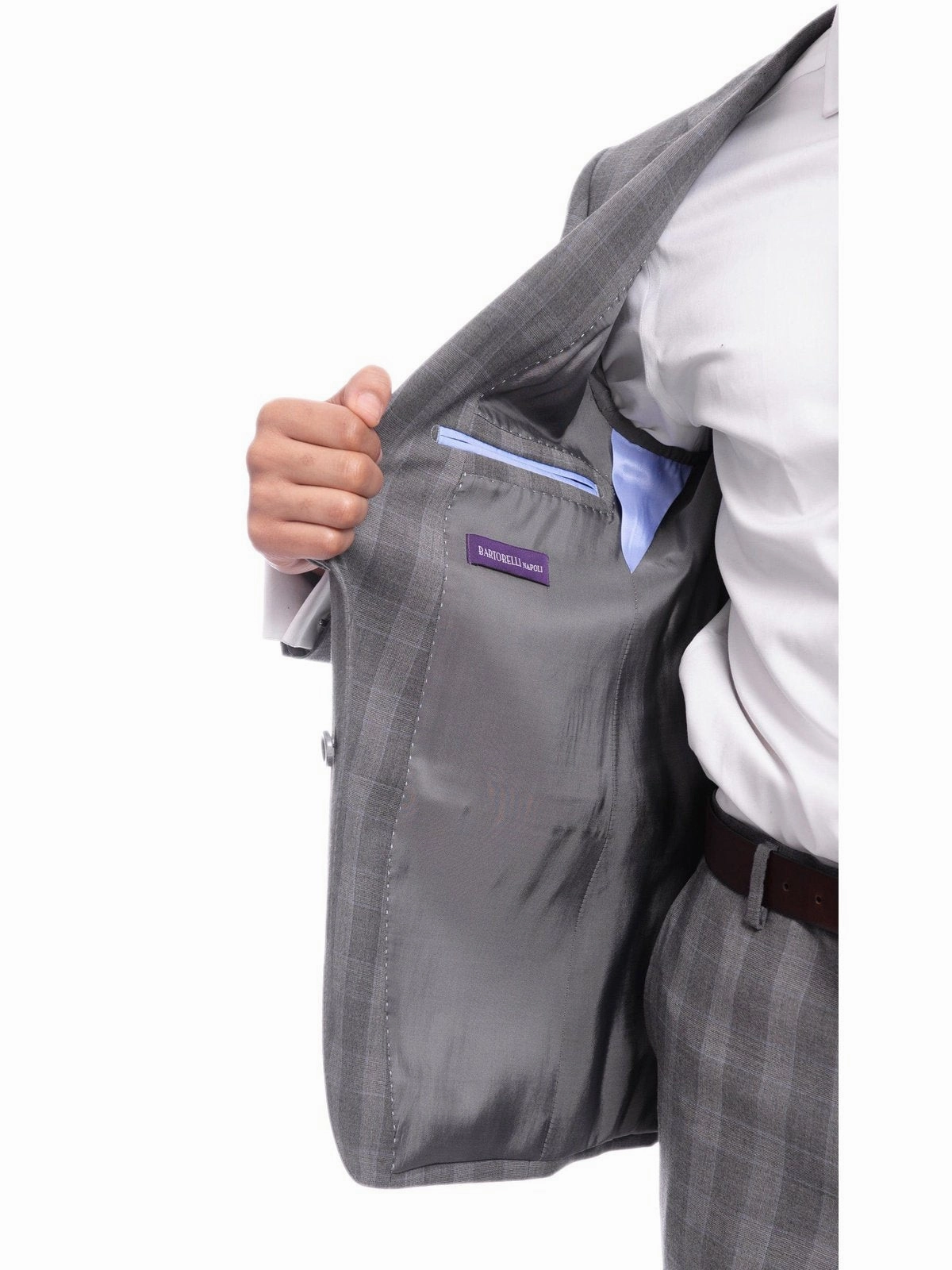 Napoli Classic Fit Gray Glen Plaid Half Canvassed Super 150s Wool Suit