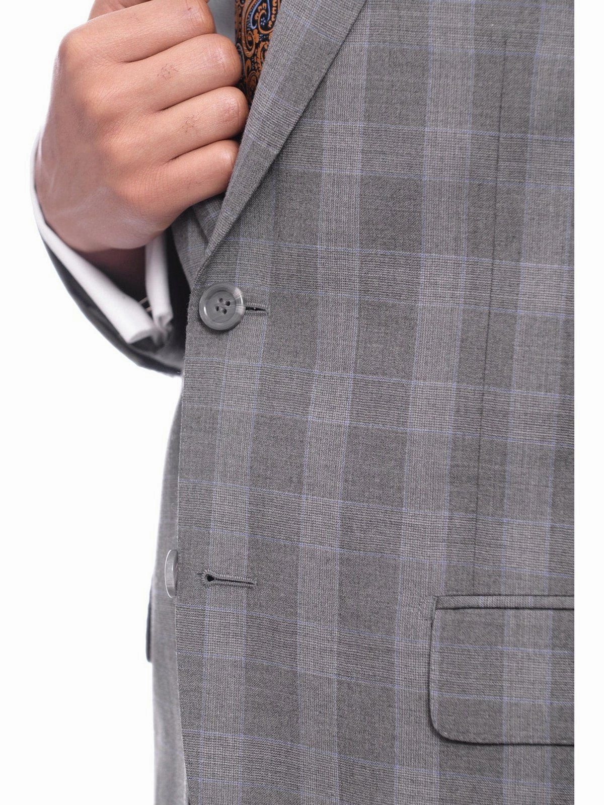Napoli Classic Fit Gray Glen Plaid Half Canvassed Super 150s Wool Suit