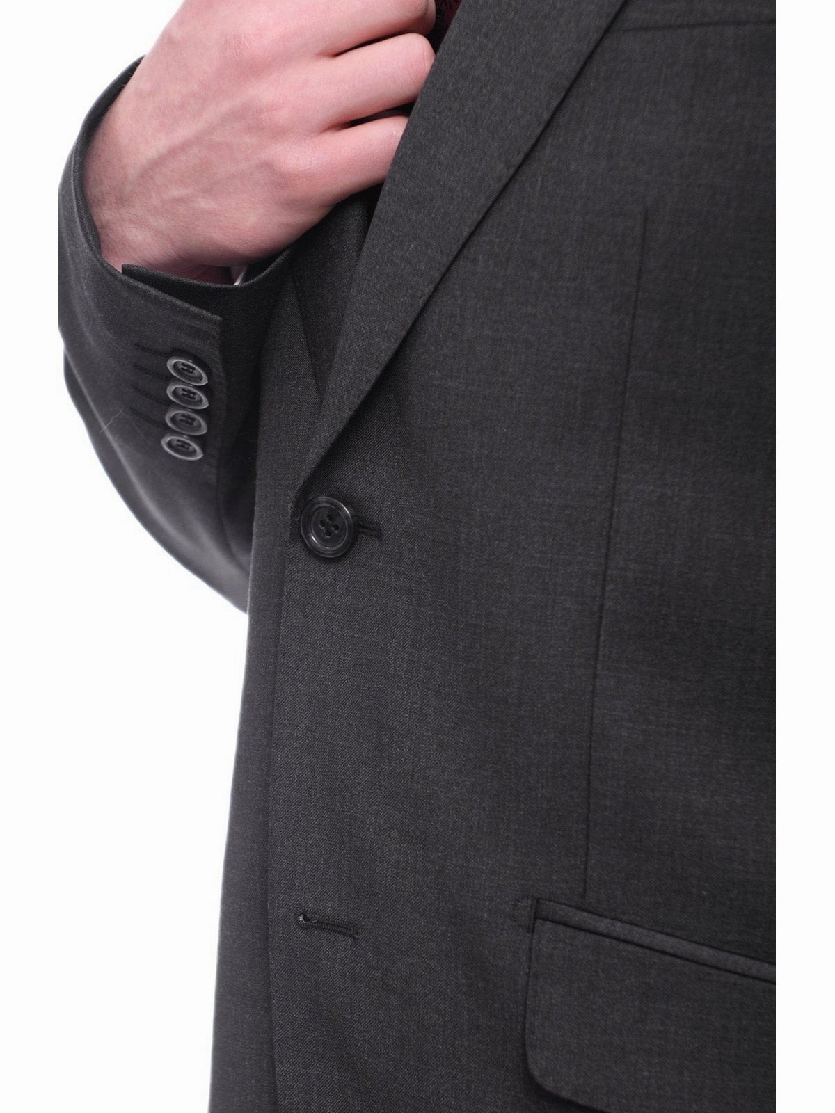 Napoli Classic Fit Solid Charcoal Gray Wool Cashmere Blend Suit Wide Peak Lapels
