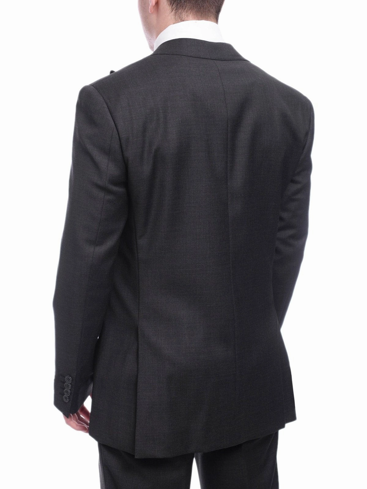 Napoli Classic Fit Solid Charcoal Gray Wool Cashmere Blend Suit Wide Peak Lapels