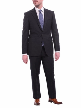 Napoli Classic Fit Solid Navy Blue Two Button Half Canvassed Wool Cashmere Suit