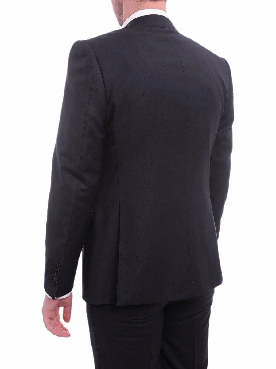 Napoli Classic Fit Solid Navy Blue Two Button Half Canvassed Wool Cashmere Suit