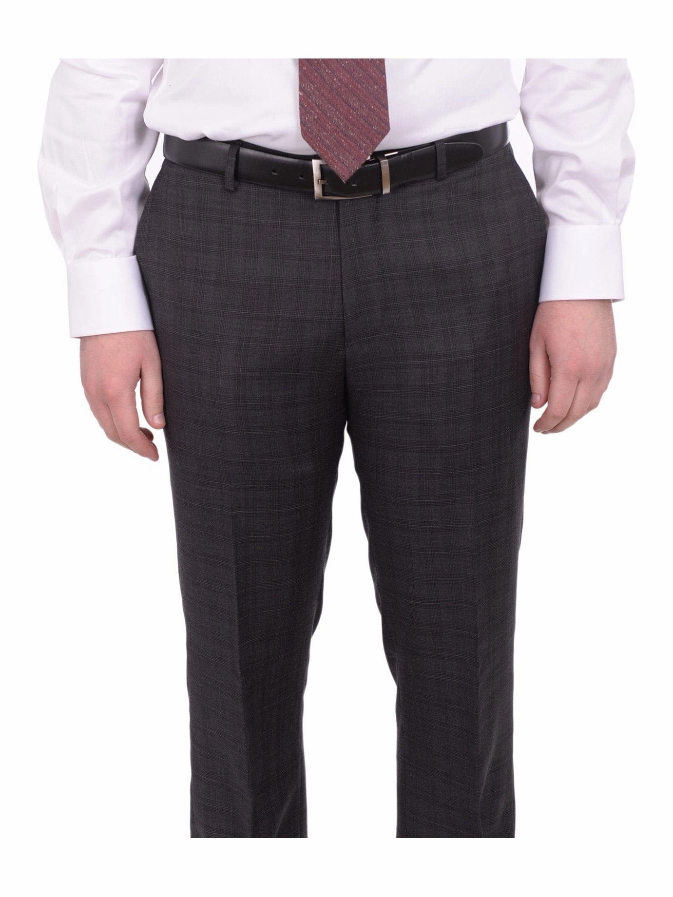 Napoli Slim Fit Charcoal Gray Plaid Half Canvassed Super 150's Wool Suit