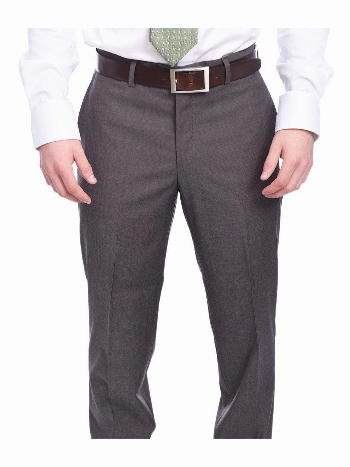Napoli Slim Fit Solid Gray Half Canvassed Super 150s Marzotto Wool Suit