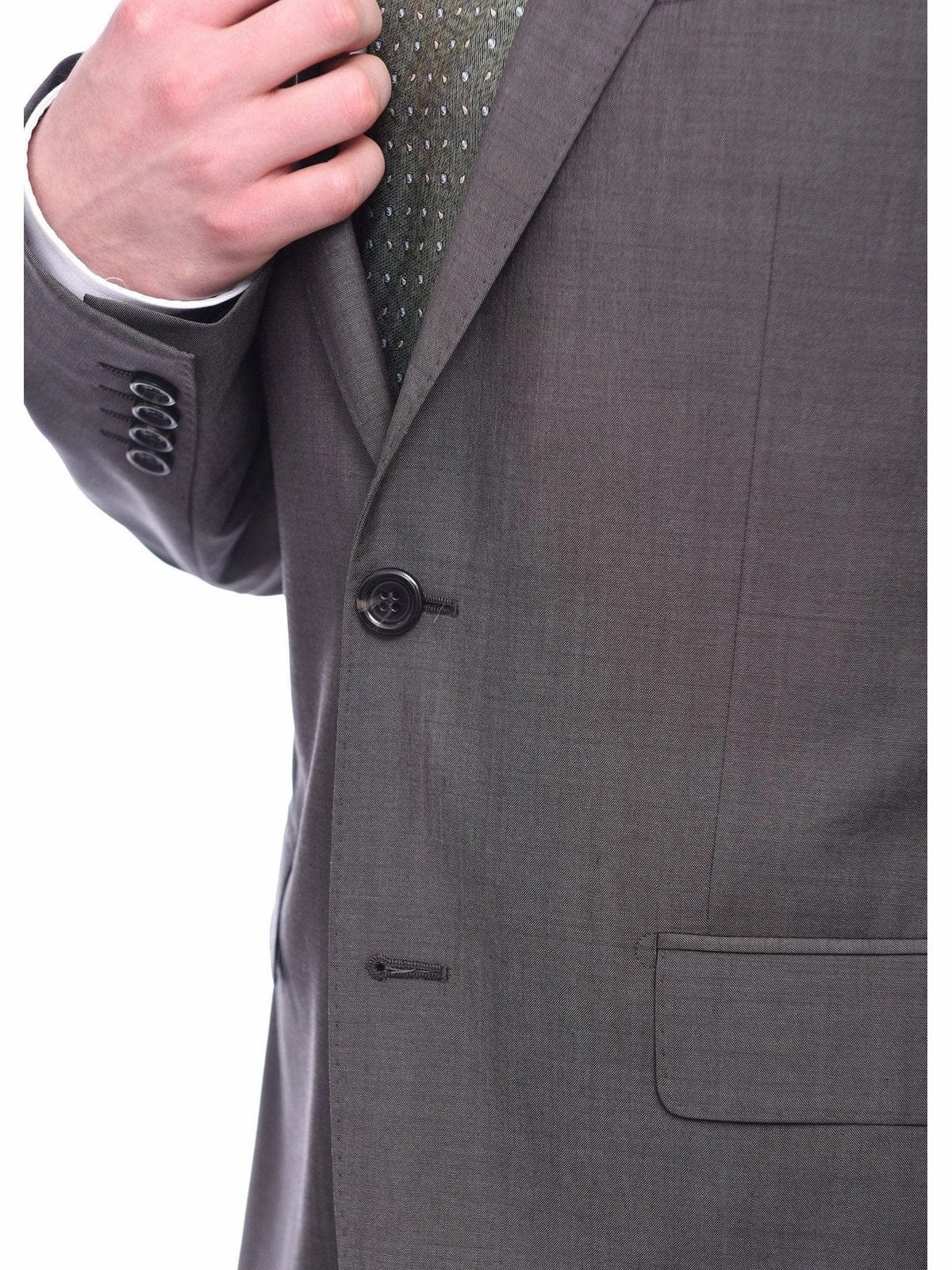 Napoli Slim Fit Solid Gray Half Canvassed Super 150s Marzotto Wool Suit
