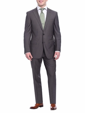 Napoli Slim Fit Solid Gray Half Canvassed Super 150s Marzotto Wool Suit