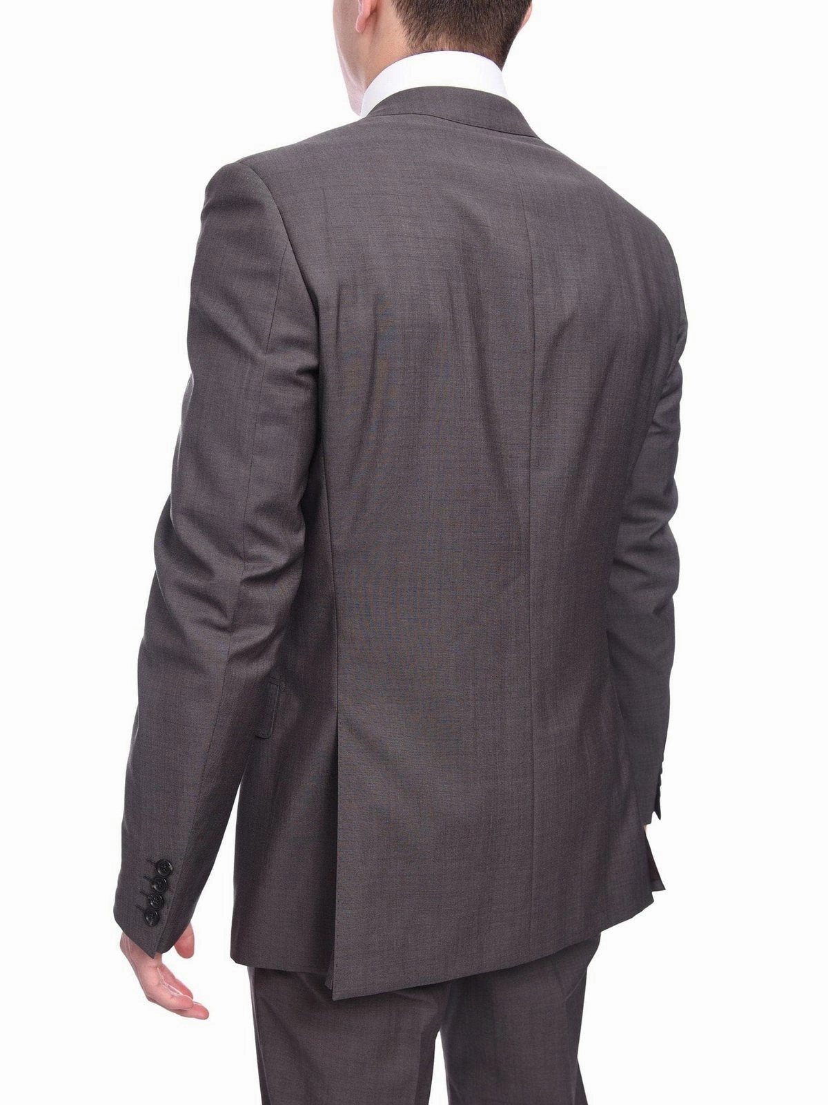 Napoli Slim Fit Solid Gray Half Canvassed Super 150s Marzotto Wool Suit