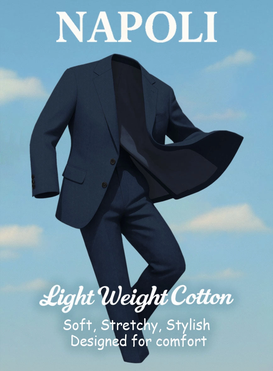 Navy Blue Napoli Stretch Light Weight Cotton Suit