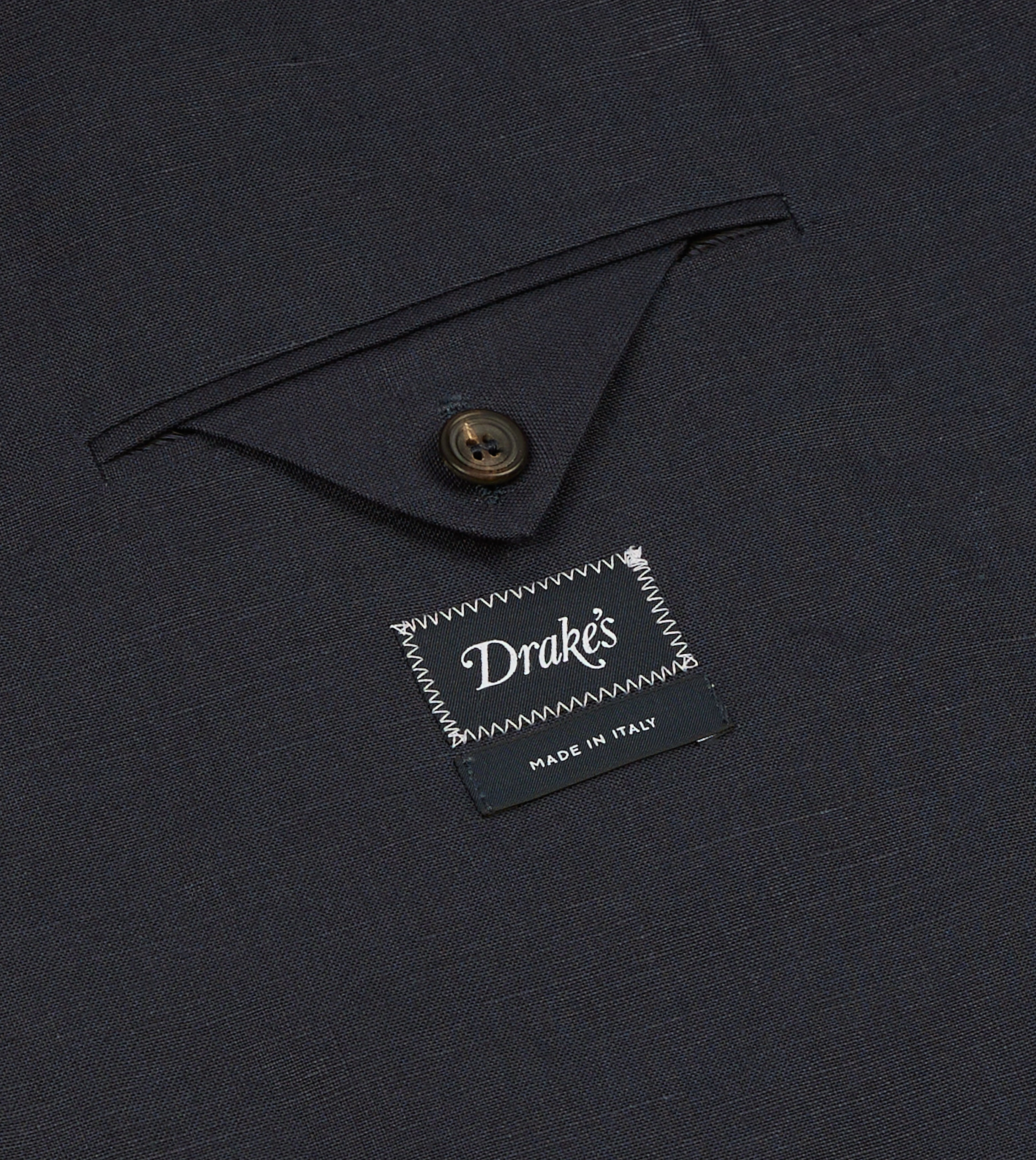 Navy Linen Double-Breasted Tailored Jacket