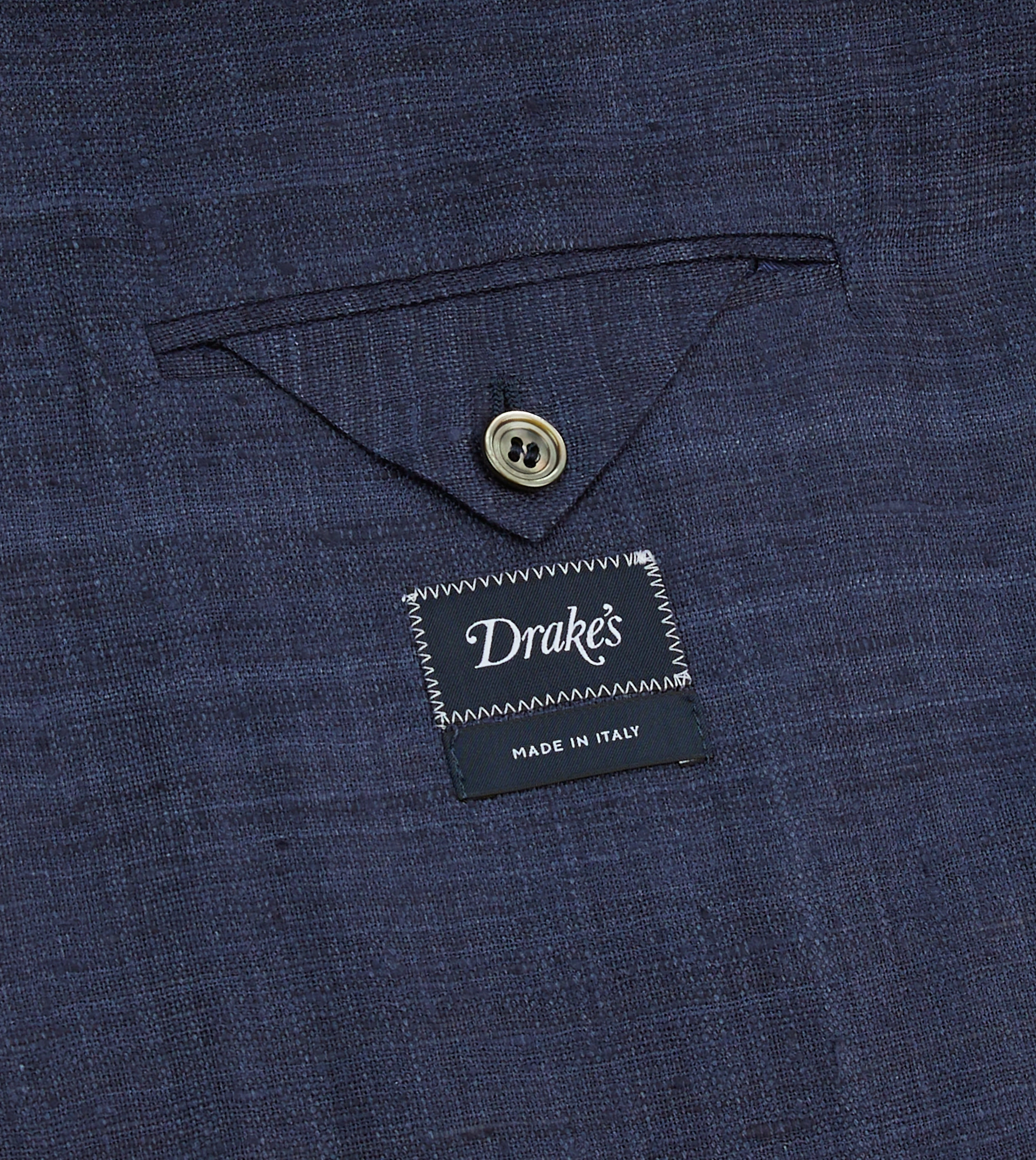 Navy Tussah Silk Double-Breasted Tailored Jacket