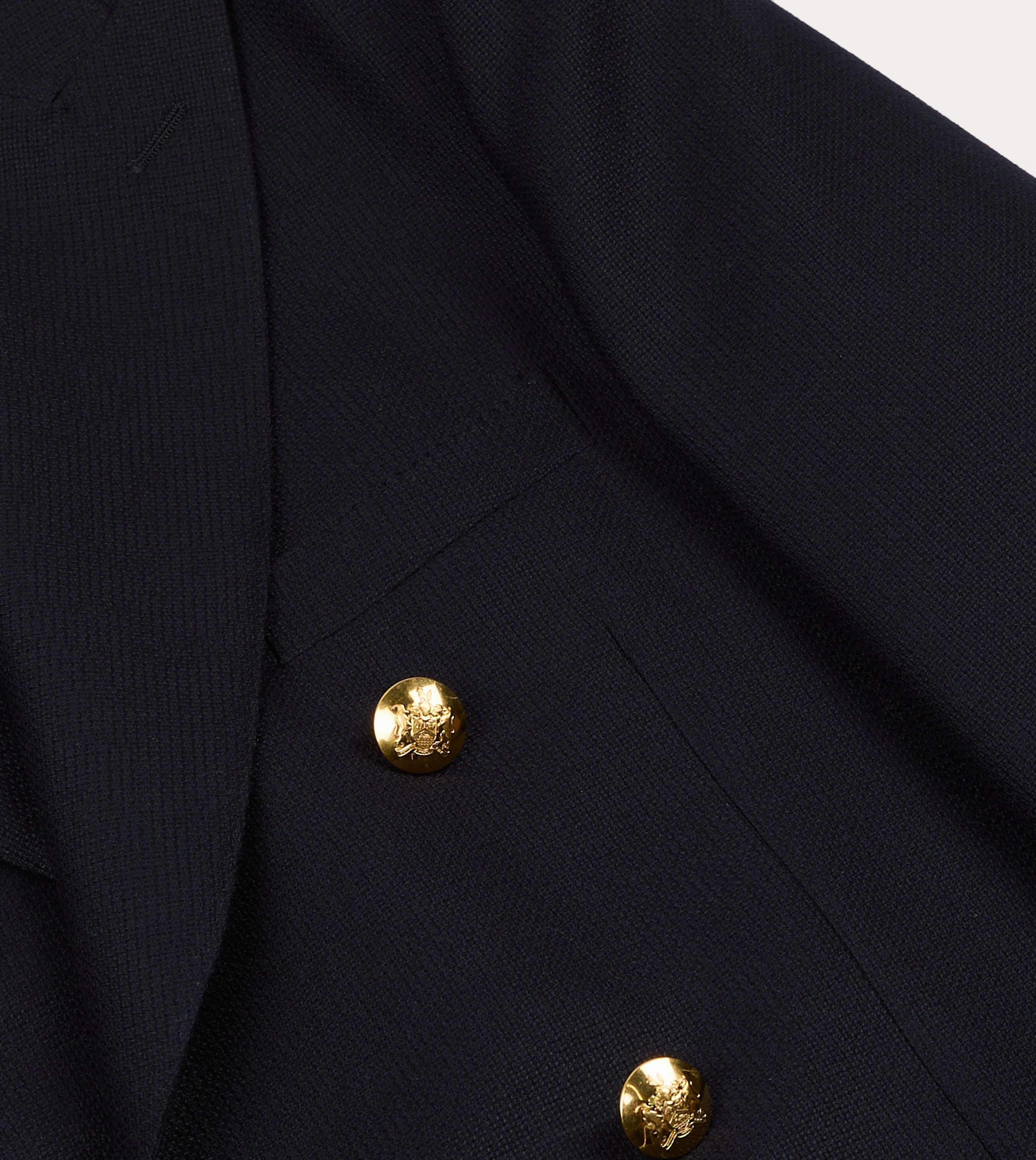 Navy Wool Double-Breasted Blazer