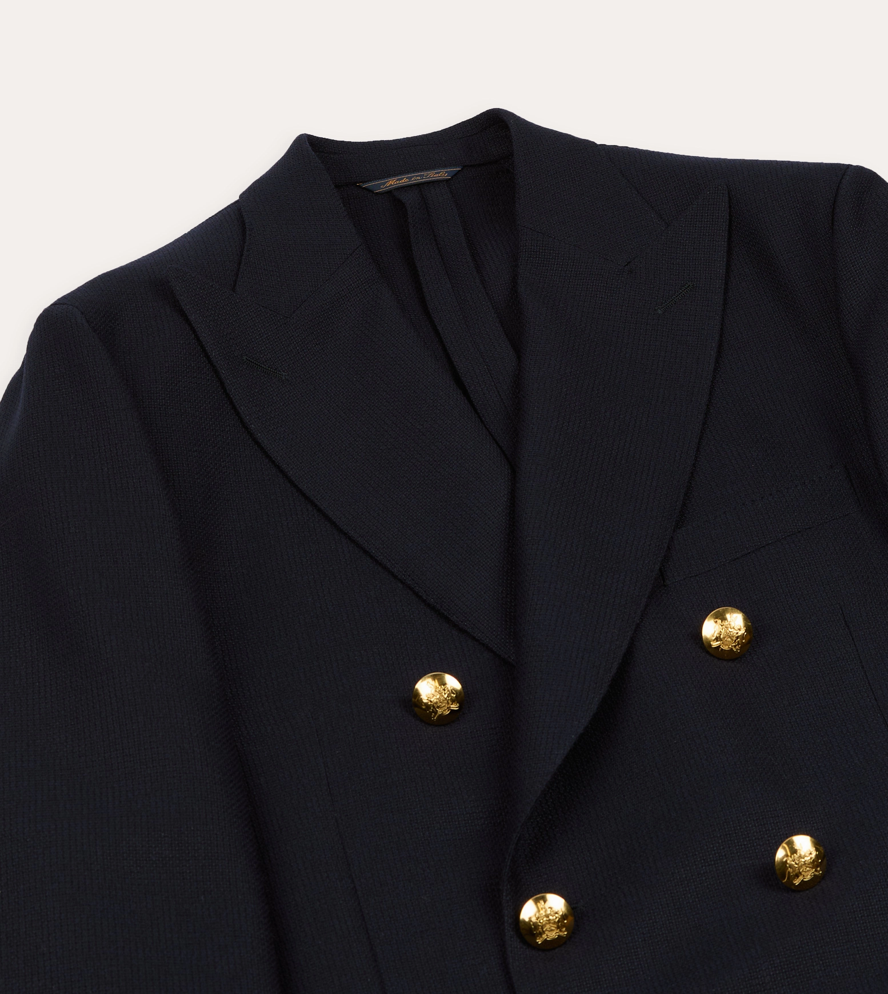 Navy Wool Double-Breasted Blazer
