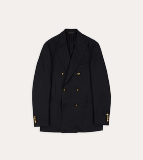 Navy Wool Double-Breasted Blazer