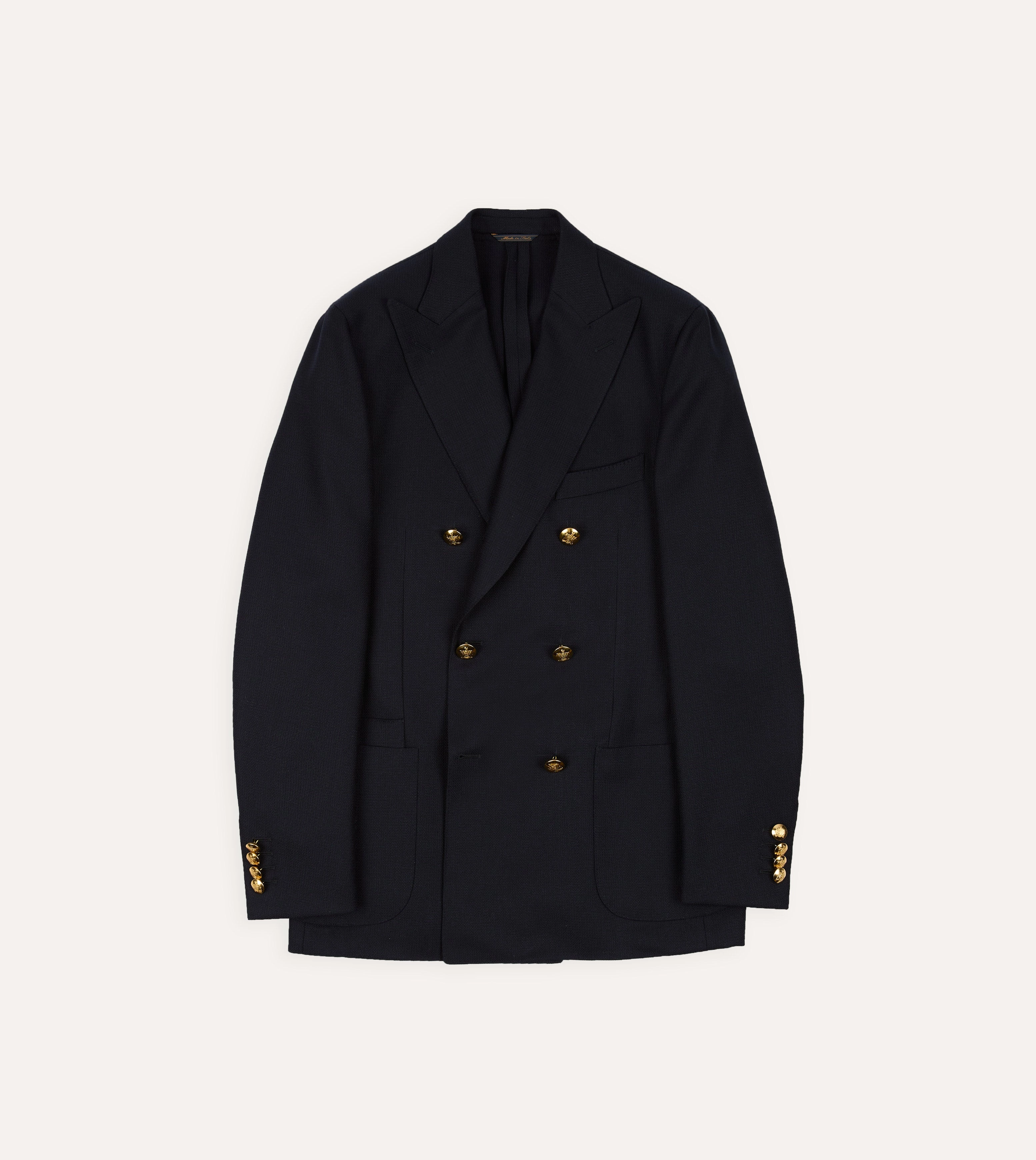 Navy Wool Double-Breasted Blazer