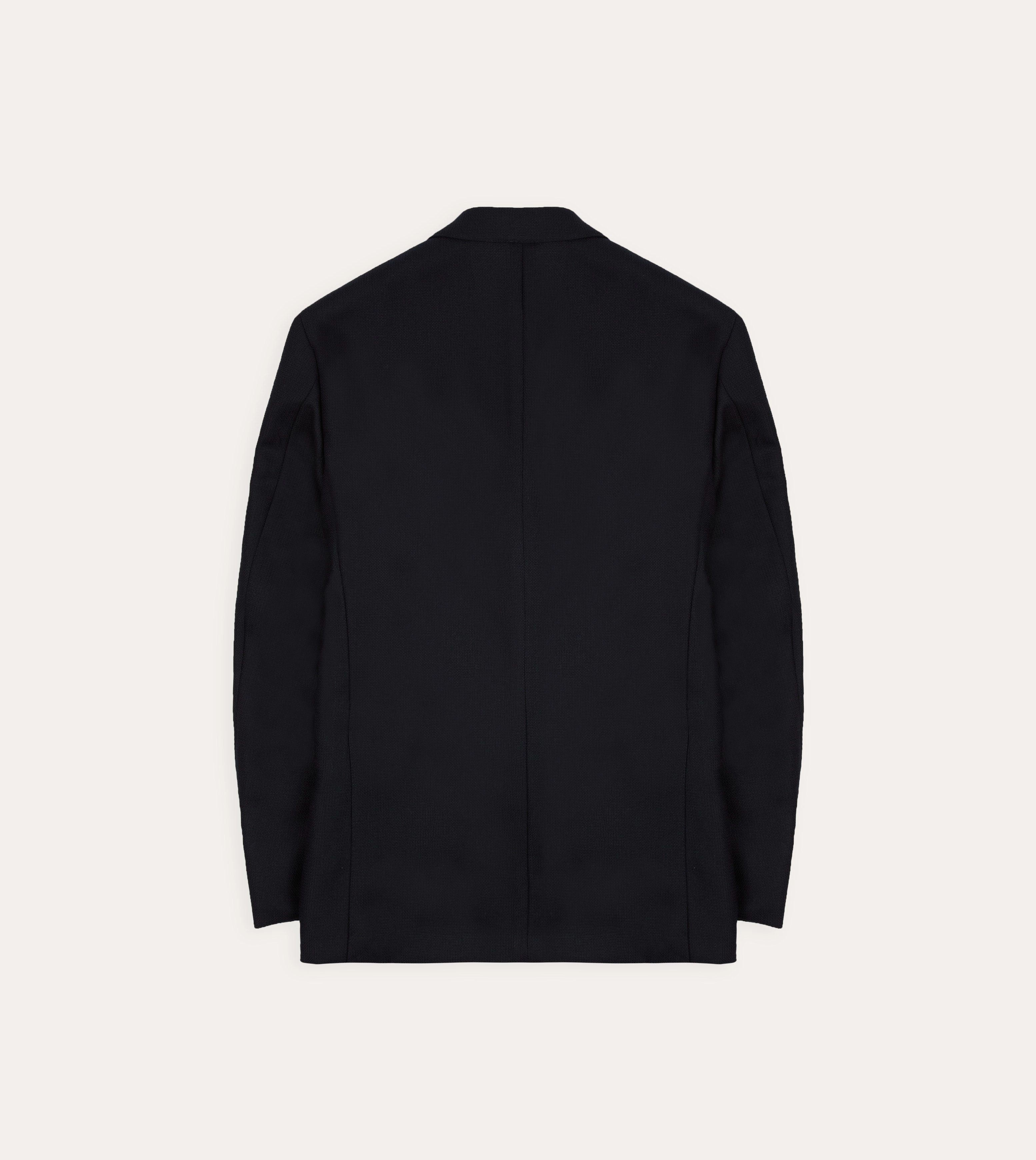 Navy Wool Double-Breasted Blazer