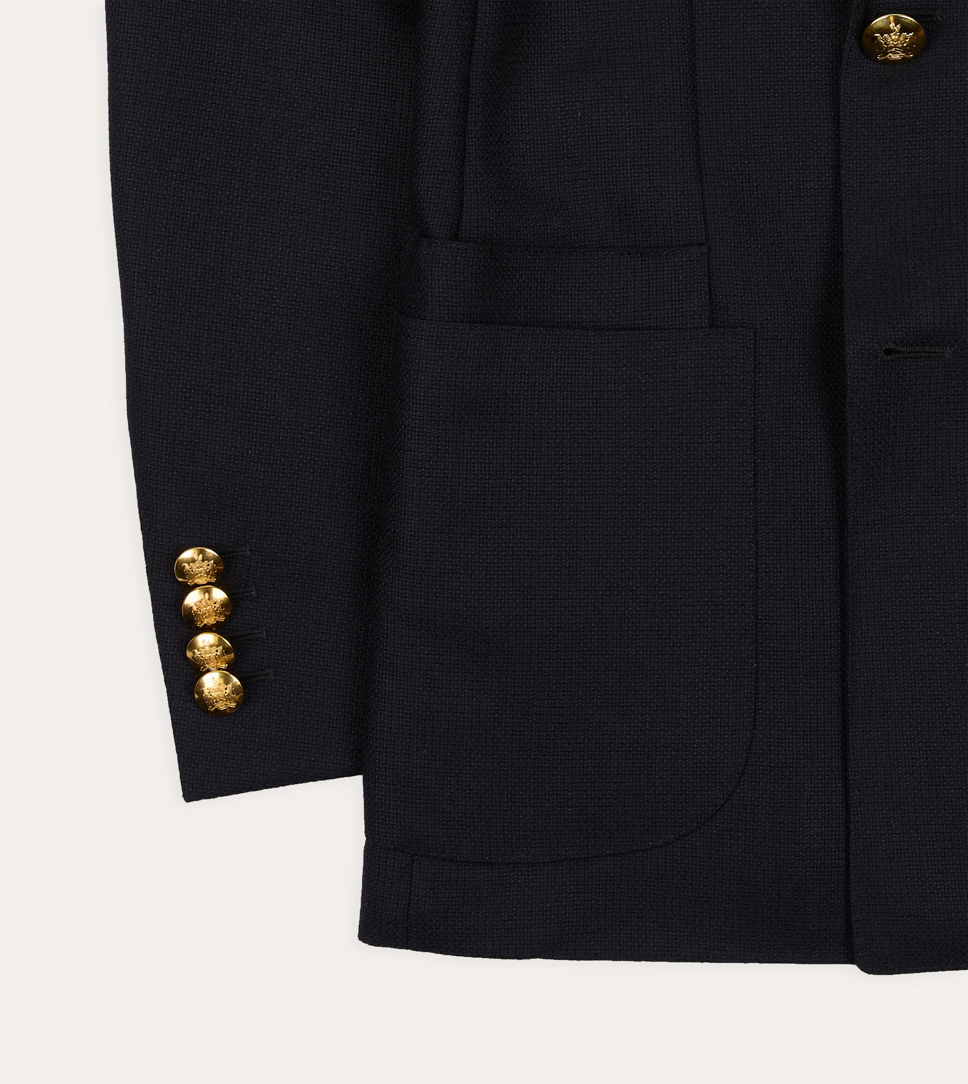 Navy Wool Double-Breasted Blazer