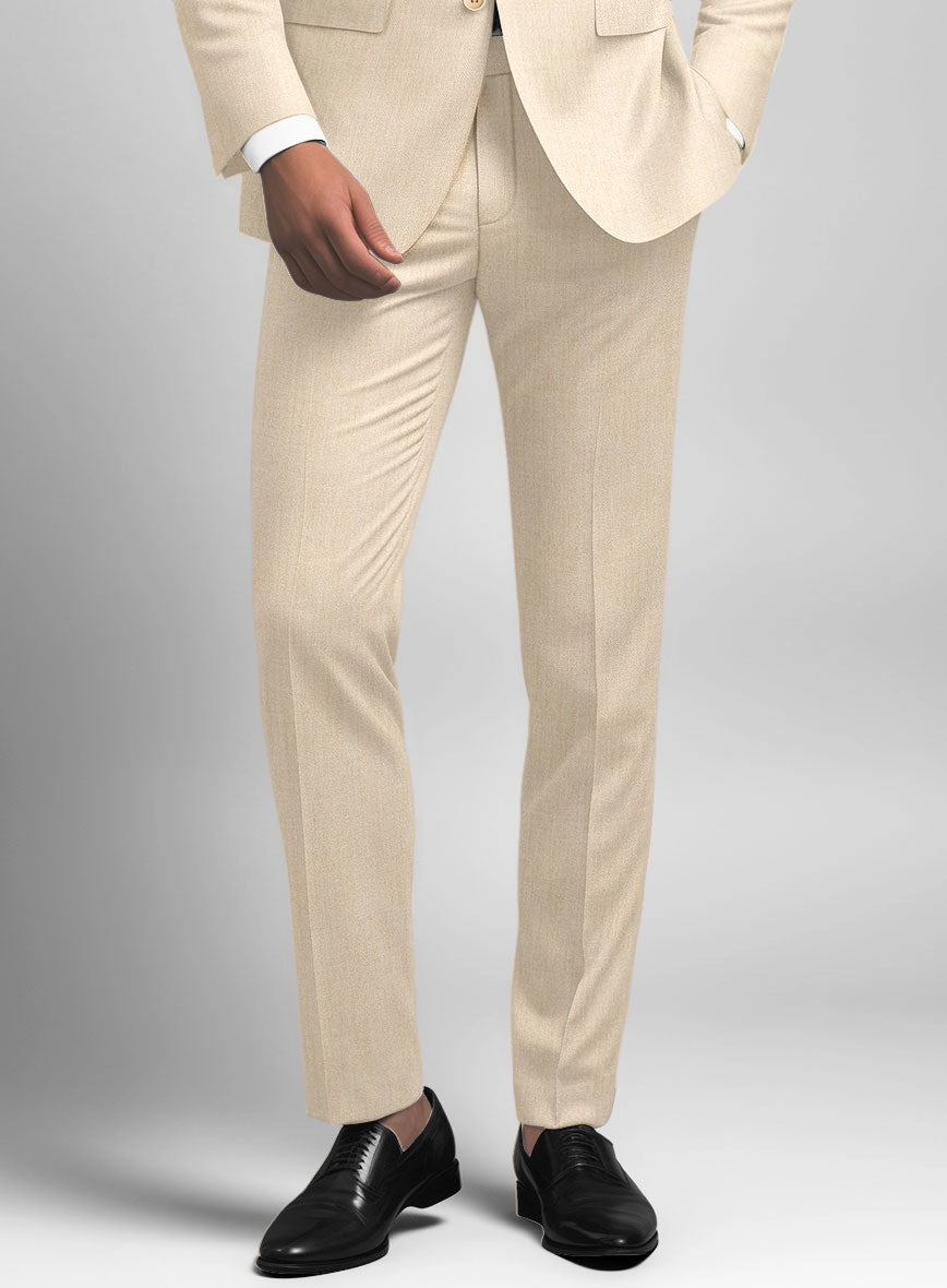 Noble Beige Wool Silk Linen Suit