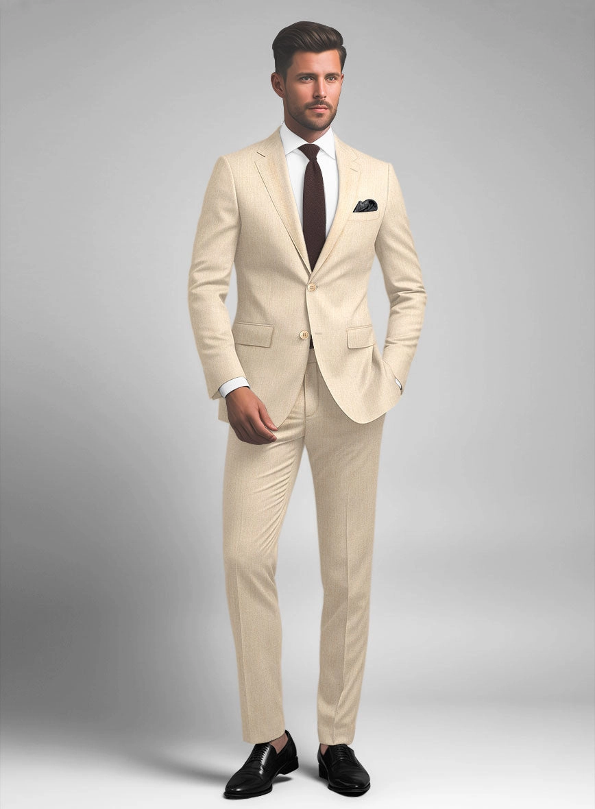 Noble Beige Wool Silk Linen Suit