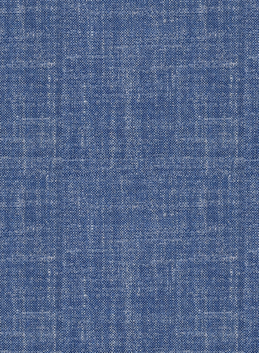 Noble Blue Wool Silk Linen Suit
