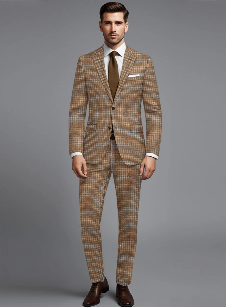 Noble Carmen Check Wool Silk Linen Suit