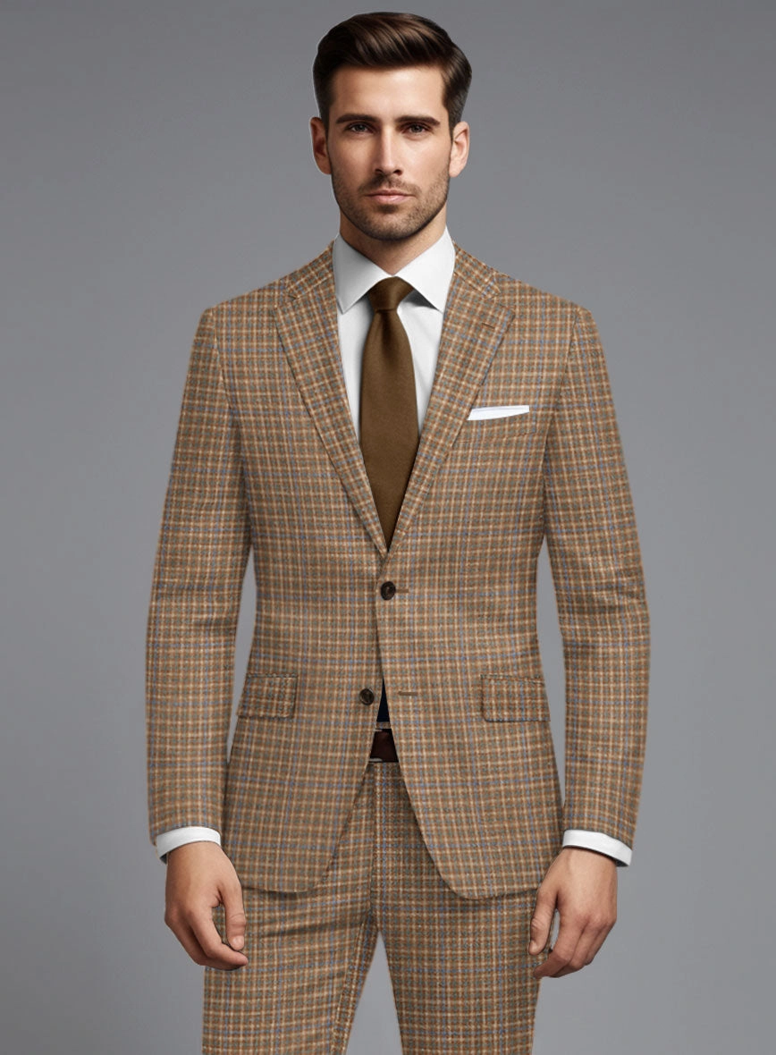 Noble Carmen Check Wool Silk Linen Suit