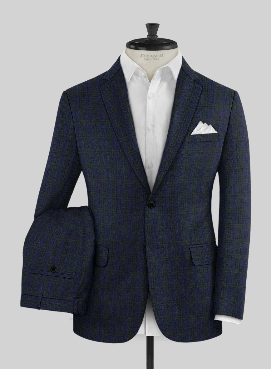 Noble Cinzia Blue Wool Silk Linen Suit