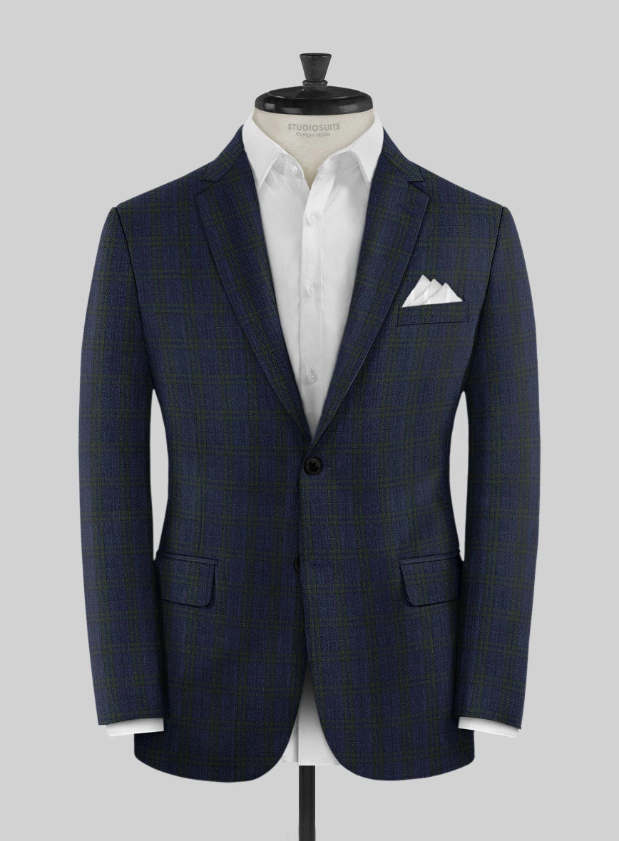 Noble Cinzia Blue Wool Silk Linen Suit
