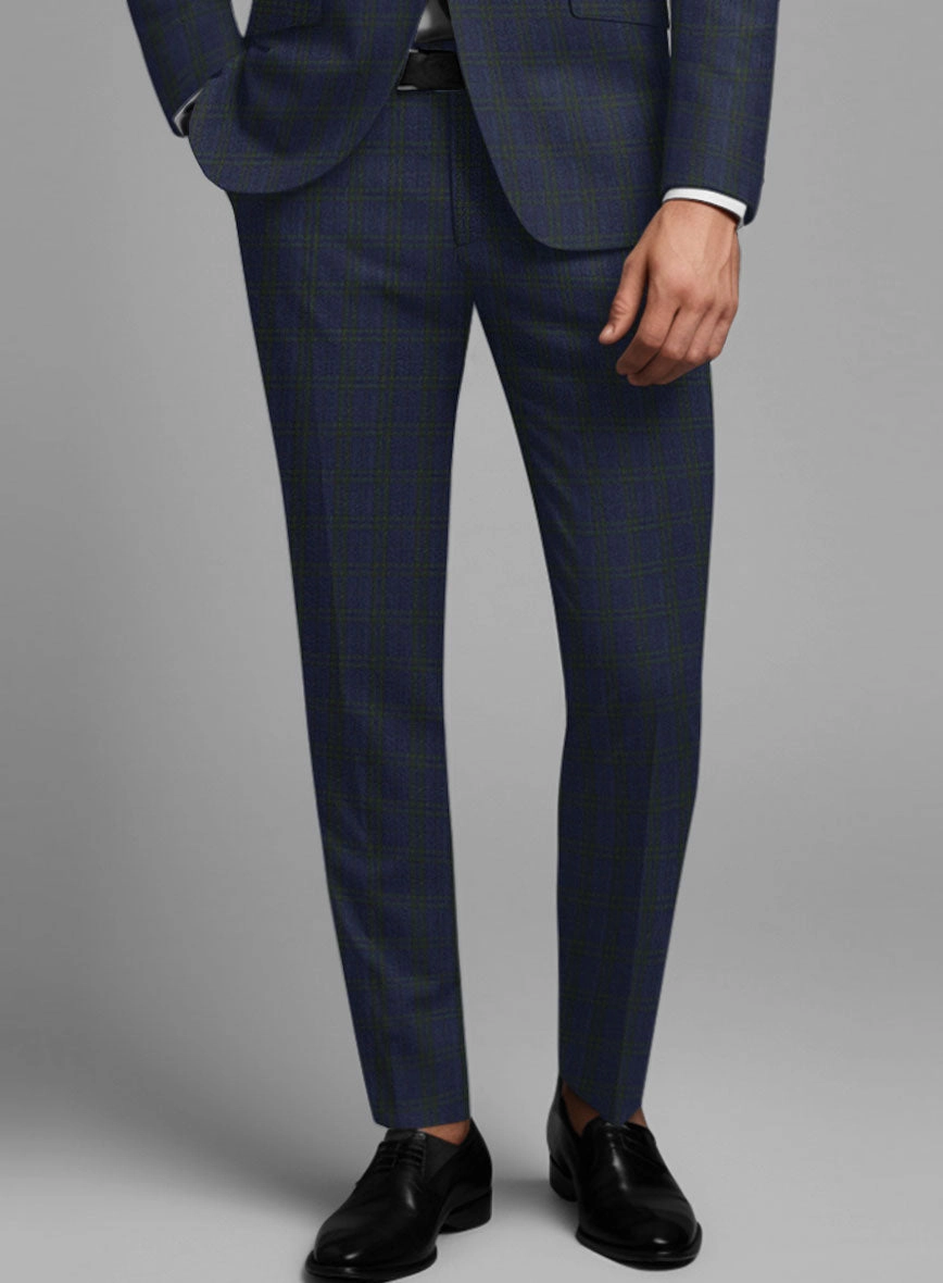 Noble Cinzia Blue Wool Silk Linen Suit
