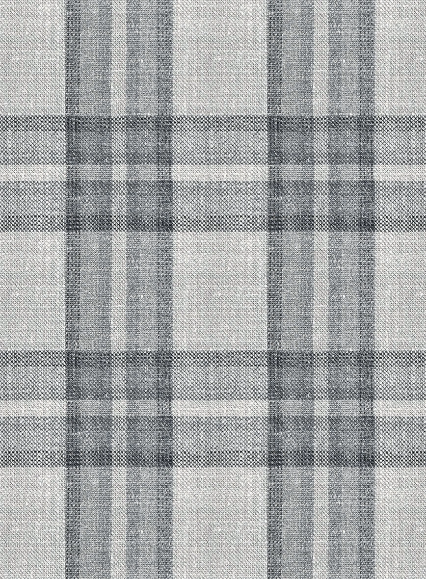 Noble Gray Check Wool Silk Linen Suit