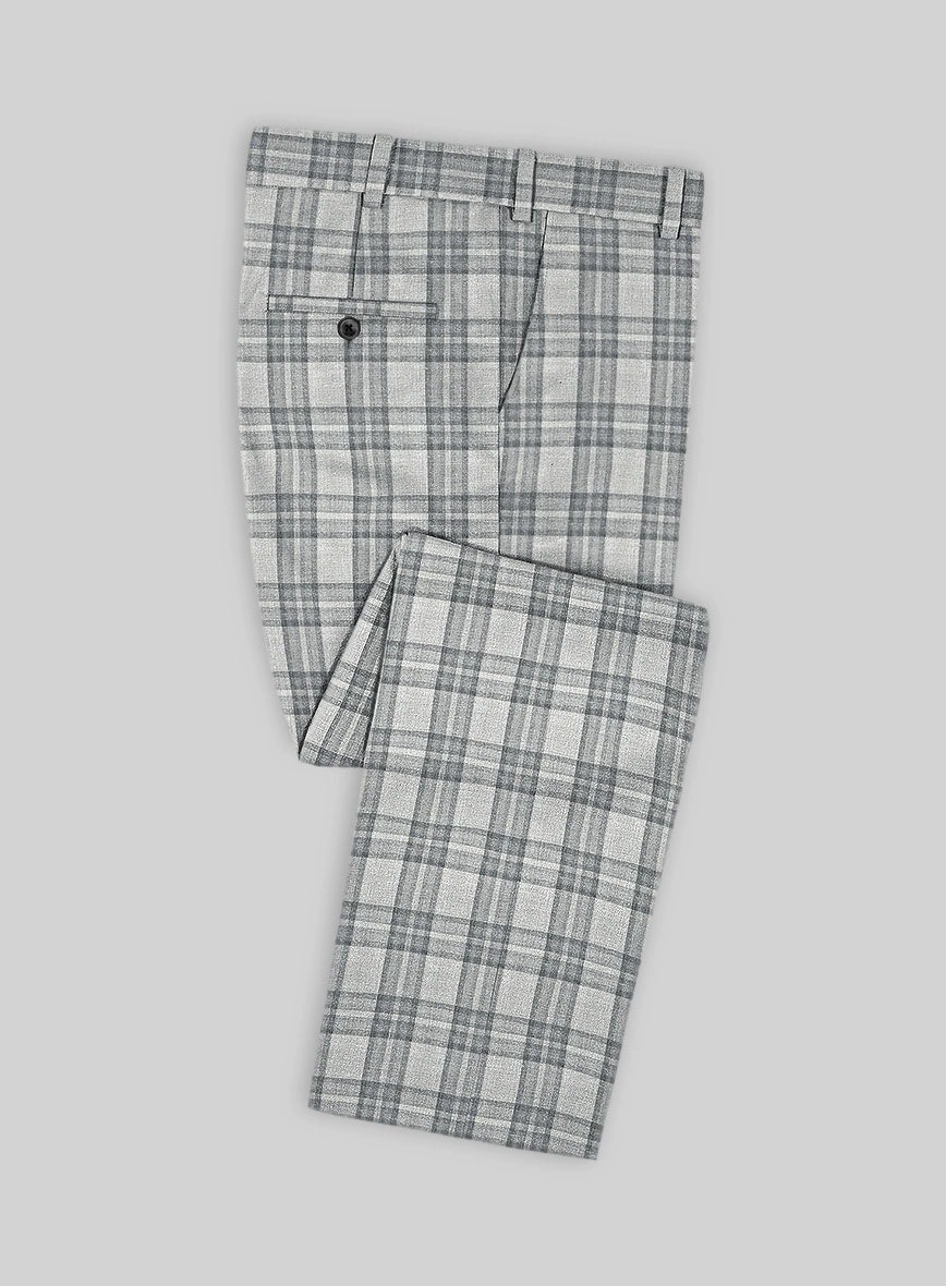 Noble Gray Check Wool Silk Linen Suit