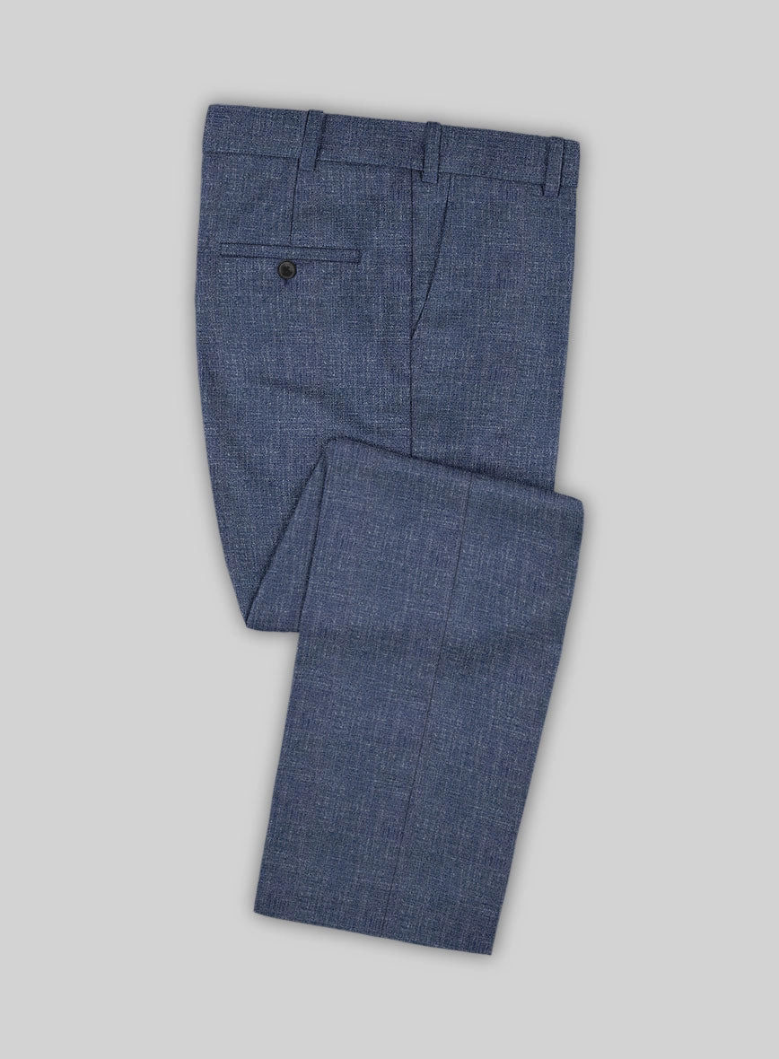 Noble Indigo Blue Wool Silk Linen Suit