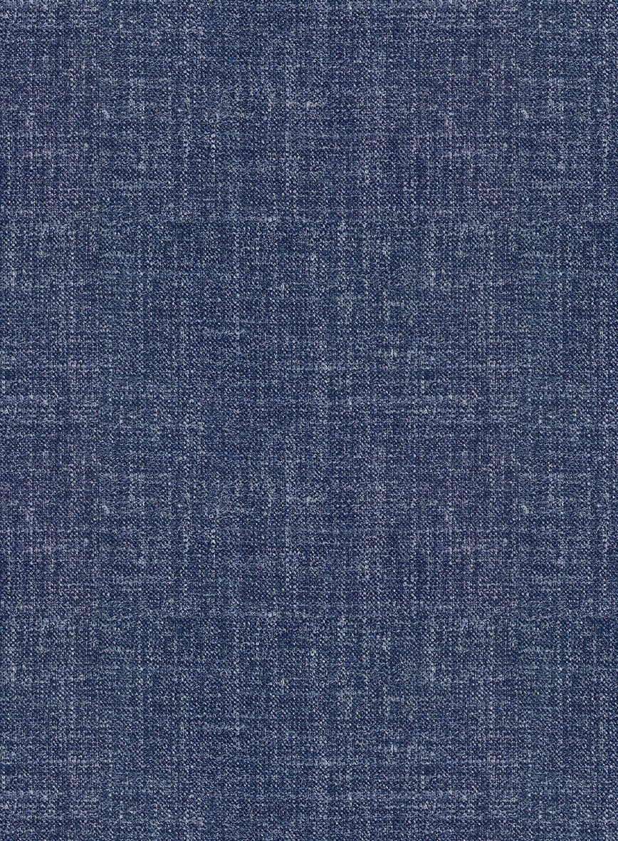 Noble Indigo Blue Wool Silk Linen Suit