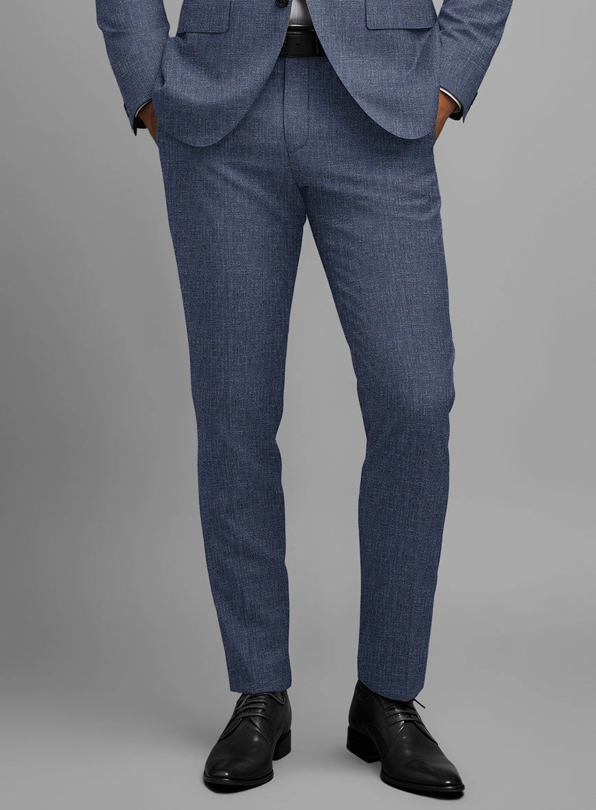 Noble Indigo Blue Wool Silk Linen Suit