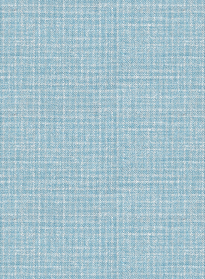Noble Martina Blue Wool Silk Linen Suit