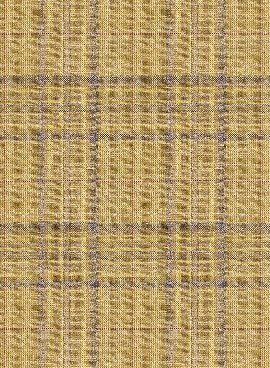 Noble Ochre Check Wool Silk Linen Suit