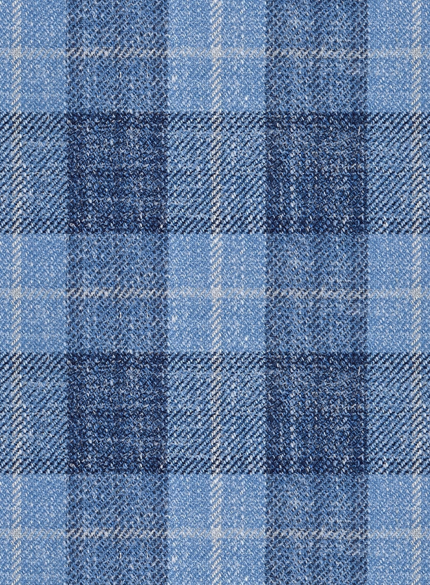Noble Pilar Blue Wool Silk Linen Suit