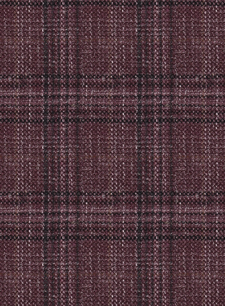 Noble Purple Check Wool Silk Linen Suit