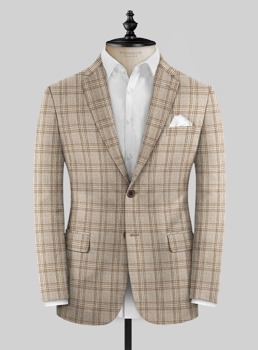 Noble Sofia Beige Wool Silk Linen Suit